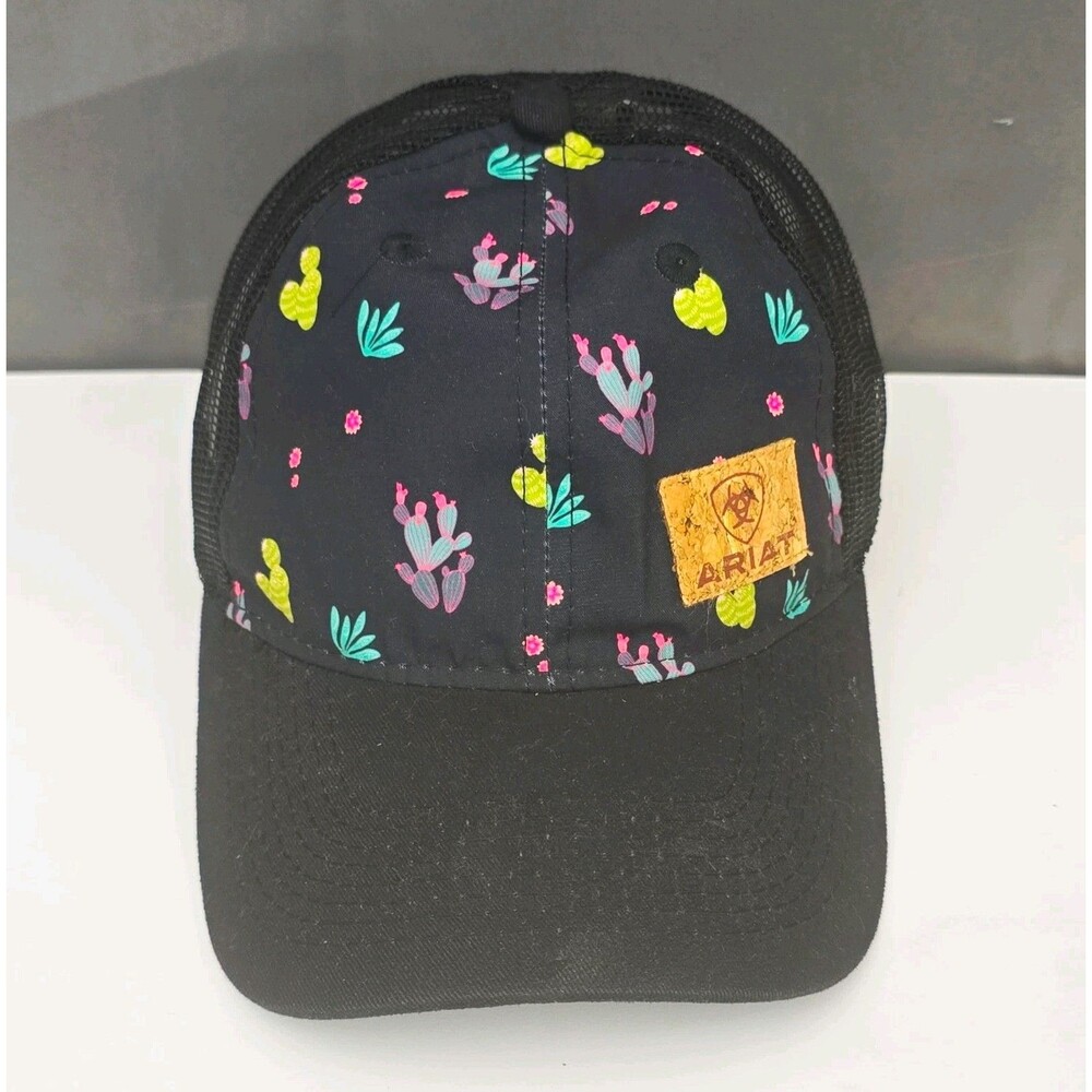 Ariat Women's Black Cactus Print Mesh Back Trucker Hat Adjustable One Size